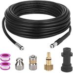 YUET 10M Pressure Washer Drain Pipe Cleaning Hose Cleaner Kit Wth Adapter, Flexible Tube Unblocker Sewer Jetter, Jet Nozzle Rotating for Karcher High Washers Replacement, Kärcher K2-K7 Series & LAVOR
