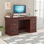 Wopno Furniture Solid Sheesham Wooden Study Table & Desk with Drawer for Office and Home | Computer Laptop Table | Reading & Writing Table | Laptop Desk | Rosewood Table (Mahogany)