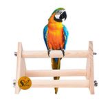 Sage Square Climbing Cum Training Perch Bird Stand - Natural Wood Table Playful Bird Toy for Interactive Climbing, Training, and Bonding, Encourage Physical Exercise (11 Inches / 28 cm)