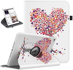 TiMOVO Funda Protectora Compatible con iPad 9,7 2018/2017, iPad Air 2, iPad Air, Carcasa Trasera 360 Grados Giratorio Soporte de Cuero Auto Estela/Sueño Estuche iPad 5/6, iPad Air 1/2,Love Tree