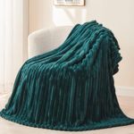 NEWCOSPLAY Super Soft Throw Blanket Dark Teal Premium Silky Flannel Fleece 3D Ribbed Jacquard Lightweight Bed Blanket All Season Use (Dark Teal Ribbed, Throw(50"x60"))