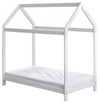 ELEGANT BABY Harper Toddler Bed House Frame with Mattress & Removable Cover, Solid Pine Wood Treehouse Style Toddler Bed, Easy to Assemble (White, Includes KinderFlow Mattress)