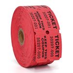 L LIKED Raffle Tickets with Consecutive Serial Numbers, 1000 per Roll, 50/50 Raffle Tickets Double Roll for Events, Entry, Class Reward & Prizes (Red)