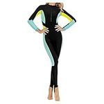 Full Body Rash Guard Dive Skins Wetsuit Swimsuit Diving Scuba Suits for Women One Piece Swimming Body Suit Sports Skin Long Sleeve Sun Protection Black & Aqua Blue Size XL