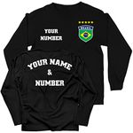 lepni.me Kids T Shirt Brazil Football Jersey Your Name and Number | Brazilian Personalised Flag Badge Custom | World Cup 2022 (14-15 Years Black Multi Color)