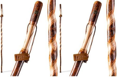 Brazos Trekking Pole Hiking Stick for Men and Women Handcrafted of Lightweight Wood & Made in The USA, Hickory, 48 Inch (Pack of 2)