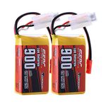 SUNPADOW 7.4V 2S RC Small Lipo Battery 25C 900mAh with JST Connector Rechargeable for RC Airplane Receiver Aircraft Quadcopter Helicopter Drone FPV (2 Count)