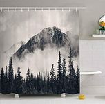 Mantto Canadian Smoky Mountain Cliff Outdoor Idyllic Photo Art Shower Curtain, National Parks Home Decor Curtain, Waterproof Polyester Fabric Bathroom Shower Curtain with Hooks 72" x 72"