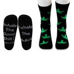 MBMSO Marijuana Weed Socks 2 Pairs Inhale the Good Exhale the Bullshit Socks Marijuana Gifts Funny Stoner Gifts, Inhale the Good Exhale the Bullshit, 10.5-11