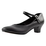 Asyusyu Ankle Strap Character Shoes 1.55" Black Ballroom Dance Shoes for Women Dancing Latin Salsa-8 UK