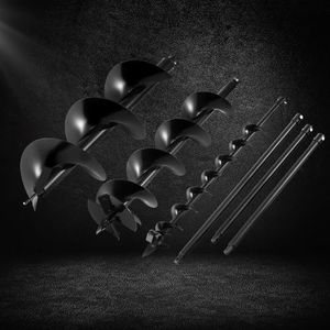 Giantz Post Hole Digger Auger Drill Bit Set 100mm 200mm 300mm with Extension Shaft Heavy Duty Carbon Steel Sharpenable Fits 20mm Drive Shaft for Earth Clay Soil Garden Fencing Landscaping Black