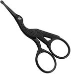 LIVINGO 3.5" Rounded Tip Vintage Stork Scissors, Professional Stainless Steel with Black Titanium Coated, Cuticle Pedicure Beauty Grooming Scissors for Eyebrow, Facial Hair, Dry Skin, Nose Hair(8.9cm)