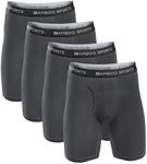 Mens 6 in. Bamboo Rayon Boxer Briefs 4 pack, Anti Chafing, Breathable, Non-Binding, Super Soft & Comfortable Moisture Wicking Dark Gray