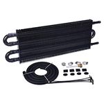 EVIL ENERGY 5/16" Transmission Oil Cooler, 4 Pass Tube and Fin Cooler Kit Universal Aluminium Black