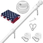 FIASON American flag with pole - Tangle Free Flagpole Residential or Commerical Kit with Stainless Steel Flag Poles,3x5 Embroidered US Flag For Outside House,Porch,Garden,Yard (5FT, White)…