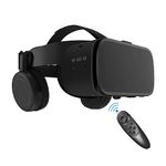 VR Headset for Phone, 3D VR Glasses with Bluetooth Headset and Remote Controller – Immersive Casque VR Headset for iPhone/Android Phones (Black)