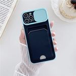 Slide Camera Protection Carbon Fiber Case For iPhone 13 Pro Max 12 11 XR XS X SE 2 6S 7 8 Plus Wallet Card Holder Silicone Cover,Sky Blue,For iPhone 6 Plus