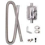 Casoter 120cm Stainless Steel Exhaust Pipe Set,Stainless Steel Pipe Silencer Flexible Tail Pipe Diesel Gas Vent Gas Exhaust Hose for Air Diesel Parking Heaters, Heater Kit, Car Heater Accessories