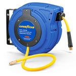 Goodyear Air Compressor Hose Reel Enclosed Retractable 3/8 in. x 50 ft. Hybrid Polymer Hose, Max. 300PSI