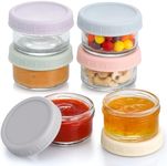 6 Pack Salad Dressing Container To Go, 2.7 oz Glass Small Condiment with Lids, Dipping Sauce Cups Set, Leakproof Reusable for Lunch Box Work Trip