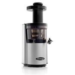 Omega Juicers VSJ843RS Vertical Slow Masticating Juicer Makes Continuous Fresh Fruit and Vegetable Juice at 43 Revolutions per Minute Features Compact Design Automatic Pulp Ejection, 150-Watt, Silver