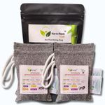 NewSun Pack of 4-100gram Fresh Activated Bamboo Charcoal Chunks Air Purifying Bag Natural Deodorizer and Dehumidifier for Car, Rooms, Pets, Shoes, Packet Color (Grey, Black)