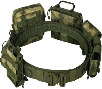 YAKEDA Molle Battle Belt with Accessories -Tactical Combat Vest Quick Release Rigger 1.75 Inch Inner & Outer EDC Belt Heavy Duty Belts 8 pcs(Green)