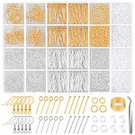 Hypoallergenic Earring Making Kit, modacraft 2000Pcs Earring Making Supplies Kit with Hypoallergenic Hooks, Earring Findings, Backs, Pins Jump Rings for Jewelry Making Supplies