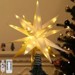 Lewondr Christmas Tree topper, 2 Pack 17.7in 3D Moravian Hanging Star Light with 6H Timer & 8 Modes, USB Lighted Star Tree Topper Ornament with Remote Control for Christmas Holiday Home Indoor Outdoor