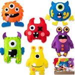 WATINC 6Pcs Felt Sewing Craft Kit for Kids, Stuffed Monster Sewing Pack for Beginner Boys Girls Fun DIY Educational Sewing Craft Gift with Multiple Sewing tools