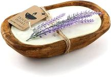 Dough Bowl Candle Company Lavender Soy Candle - 3 Wick Candle Essential Oil Wax Melts, Rustic Farmhouse Decor Odor Eliminator, 20 Ounce All-Natural Soy Candles Gifts for Women and Men