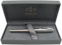 Parker Urban Premium Metal Fountain Pen - Silver Powder with Engraved Pattern - Medium Nib - Luxury Gift Boxed