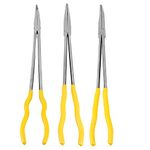 HOIGON 3 Pieces 16 Inch 90-Degree 45-Degree Straight Extra Long Needle Nose Plier Set, Long Reach Pliers Set with Comfortable Handle for Tight Space