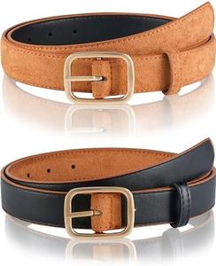 Kajeer Reversible Belts for Women, Two-in-One PU Leather Womens Belts for Jeans with Golden Buckle