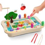 MOVEONSTEP Fishing Game Toy Bee Magnetic Fishing Game 2 in 1 Montessori Educational Toy for Kids 3 Years Old Up Party Play Game Christmas Birthday Gift for Girls Boys