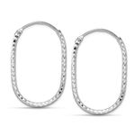 LeCalla 925 Sterling Silver Endless Hoop Earrings for Women | Diamond-Cut Textured Oval Shape Dainty Sleeper Hoop Earrings 28MM