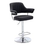 HNNHOME Modern Emper Padded Swivel Faux Leather Breakfast Kitchen Bar Stool Pub Barstool (Black)