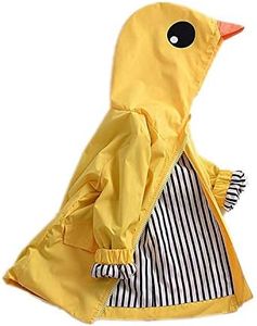 CM C&M WODRO Toddler Baby Boy Girl Duck Rain Jacket Cute Cartoon Yellow Raincoat Hoodie Kids Coat Fall Winter School Outfit, Yellow, 4 Years