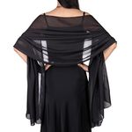 Women Chiffon Shawls and Wraps for Evening Dresses by Ladiery, Elegant Soft Sheer Chiffon Stole Bride Wedding Scarf