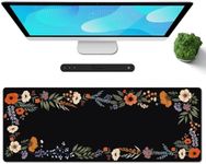 Galdas Gaming Mouse Pad XXL XL Large Mouse Pad Long Extended Big Mousepad Non-Slip Rubber Keyboard Mouse Pad with Stitched Edges for Laptop Home Office (31.5x11.8x0.08 Inch)-Floral Flower