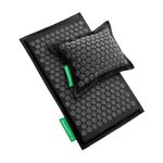 Pranamat Acupressure Large Mat and Pillow Set, Premium Acupressure Therapy for Pain Relief and Relaxation, Handcrafted in Europe with Sustainable and Natural Materials (Obsidian)