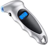 Digital Tire Pressure Gauge, Air Pressure Gauge 150 PSI 4 Settings with Back LCD and Non-Slip Grip for Car Truck Bicycle, Silver