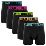 Natural Feelings Boxer Shorts Mens Underwear Cotton Full Rise Boxer Briefs with Open Fly L, A2:5 Pack Black Color Underwear Man