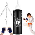 (Unfilled) Kids Punching Bag Set, 2ft/60cm Hanging Boxing Bag Kickboxing Bag, Kids Boxing Set for 3-12 Years for Youth MMA Kickboxing Boxing Karate Home Gym Training