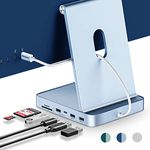 USB C Hub for iMac 24 inch 2021/2023, Minisopuru iMac USB Hub Support M.2 NVMe SSD, iMac Accessories for iMac M1/M3, iMac USB Adapter with USB C 10Gbps, USB A 3.2, SD/TF, M.2 SSD (Not Included), Blue.