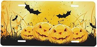 FeHuew Vintage Pumpkin Bats Full Moon License Plate Front Car Decorative Novelty Auto Plate Car Tag Vanity Gift Metal Aluminum Plate for Women/Man 12x6 inch Wall Decor