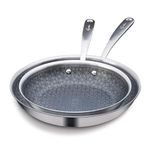 Lagostina Resist-Clad 2-Piece Skillet Set 28 cm/ 11cm and 24cm/9.4in, Lago-Mesh™Technology, Thick-Clad Body, Scratch Resistant, Induction Safe, Oven Safe 450°F, Silver