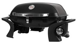 George Foreman Portable Gas BBQ with Integrated Thermostat, Black, Lightweight & Compact, Steel Body & Automatic Ignition, Gas Barbecue, GFSBBQ1