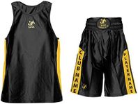 VIPER Boxing Kit Set Children Senior Junior Kids Jersey Vest Shorts Sports Boys Full Kit (M, Black/Gold)