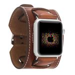 VENOULT Chestnut Brown Leather iWatch Cuff Band Compatible Apple Watch Strap 45mm 44mm 42mm 41mm 40mm 38mm Bull Strap Made by First Class Genuine Leather